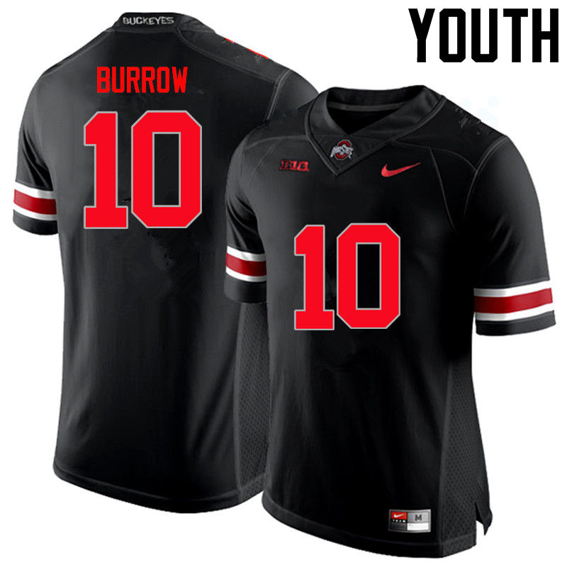 Youth Ohio State Buckeyes #10 Joe Burrow College Football Jerseys Limited-Black